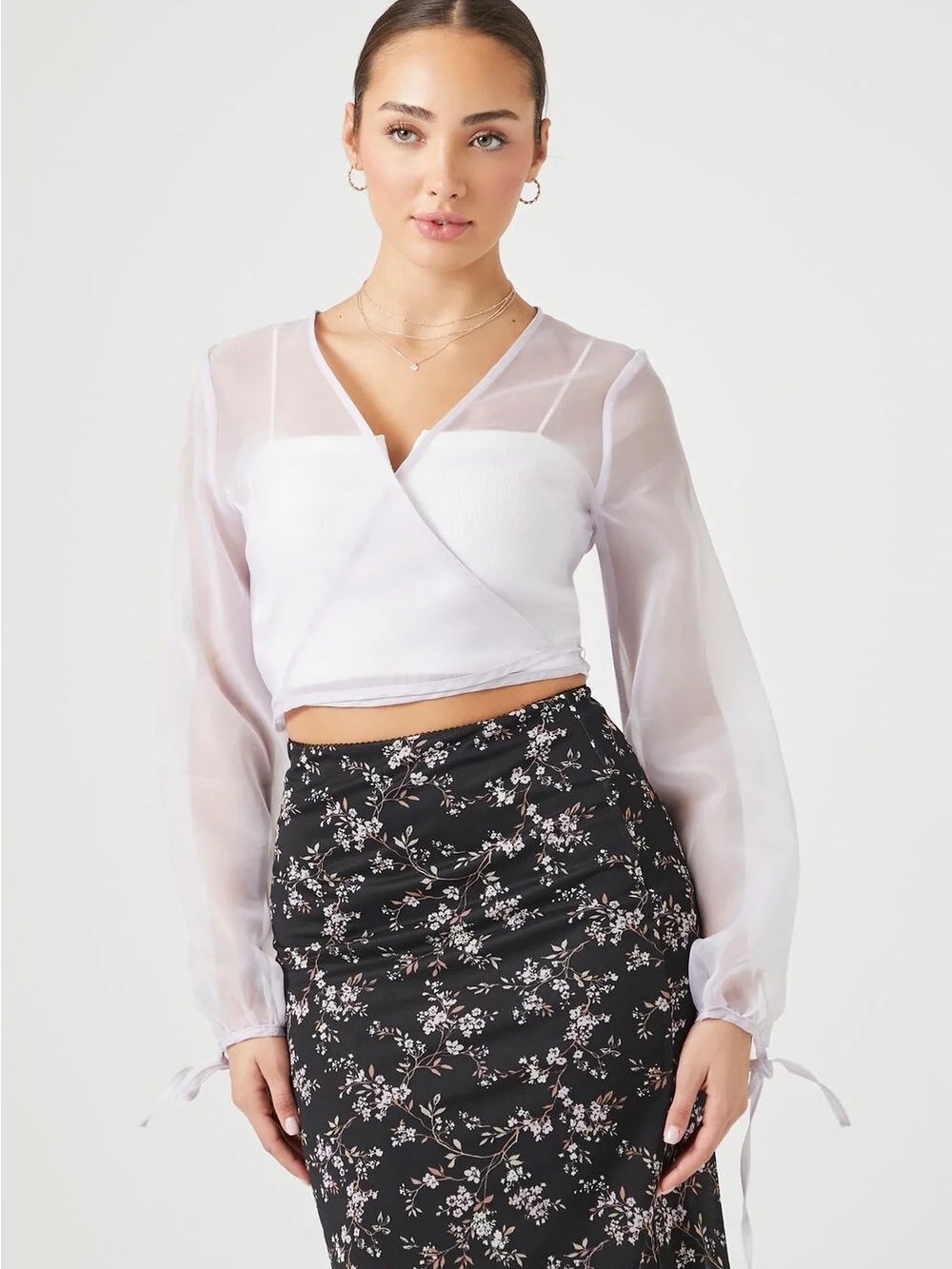 Forever 21 dusty lavender sheer organza wrap top, size small